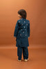 Elegant Teal Blue Viscose Silk Embroidered Kurta Set with Floral Nehru Jacket