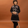 Stylish Black Viscose Silk Embroidered Kurta Set with Floral Nehru Jacket
