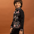Stylish Black Viscose Silk Embroidered Kurta Set with Floral Nehru Jacket