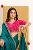 Green Georgette Saree with Pink Embroidered Blouse