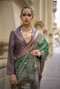 Green Banarasi Silk Saree Zari Border and Purple Designer Blouse