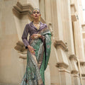  Green Banarasi Silk Saree Zari Border and Purple Designer Blouse 