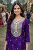 Stunning Purple Chinon Silk Embroidered Palazzo Suit with Dupatta