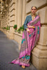 Traditional Pink Teal Banarasi Silk Saree and Rich Pallu