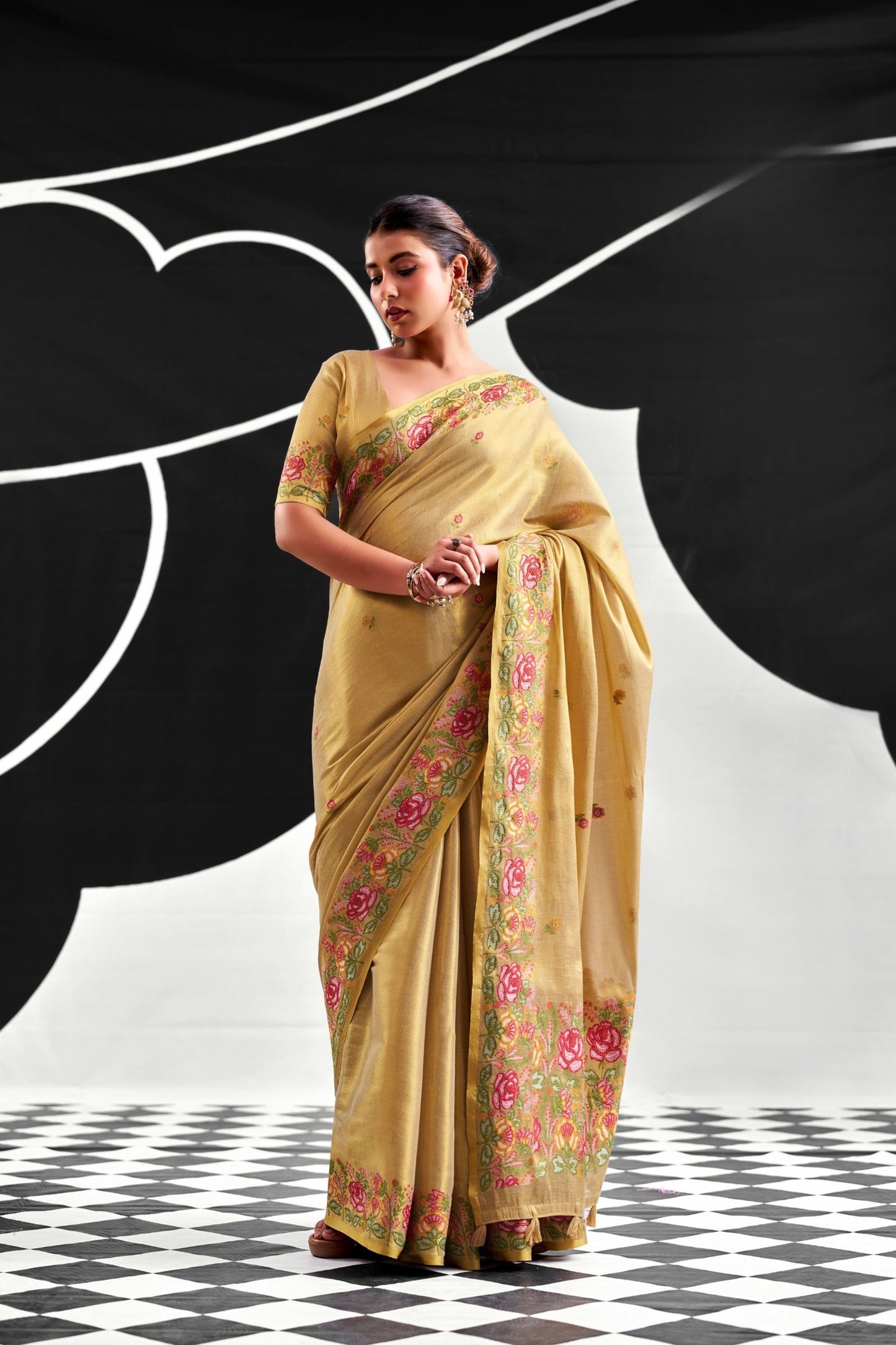 Stylish Mustard Yellow Saree Embroidery Border for Women