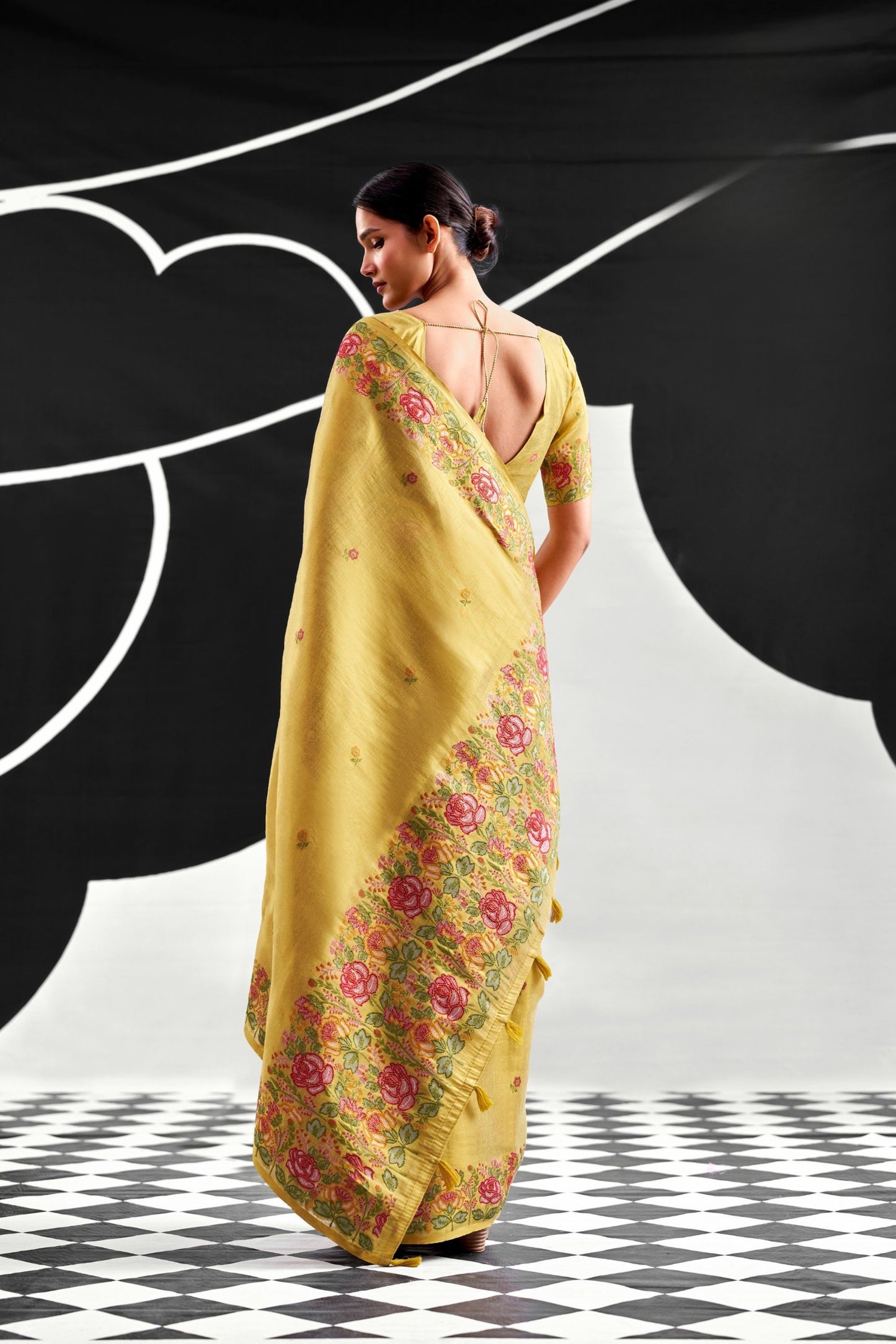 Elegant Mustard Yellow Viscose Saree Border for Women