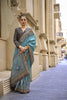 Teal Blue Banarasi Silk Saree with Antique Rich Pallu