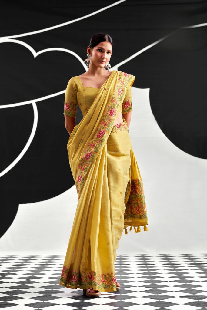 Elegant Mustard Yellow Viscose Saree Border for Women