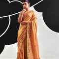 Beautiful Orange Viscose Saree Embroidery Border for Women