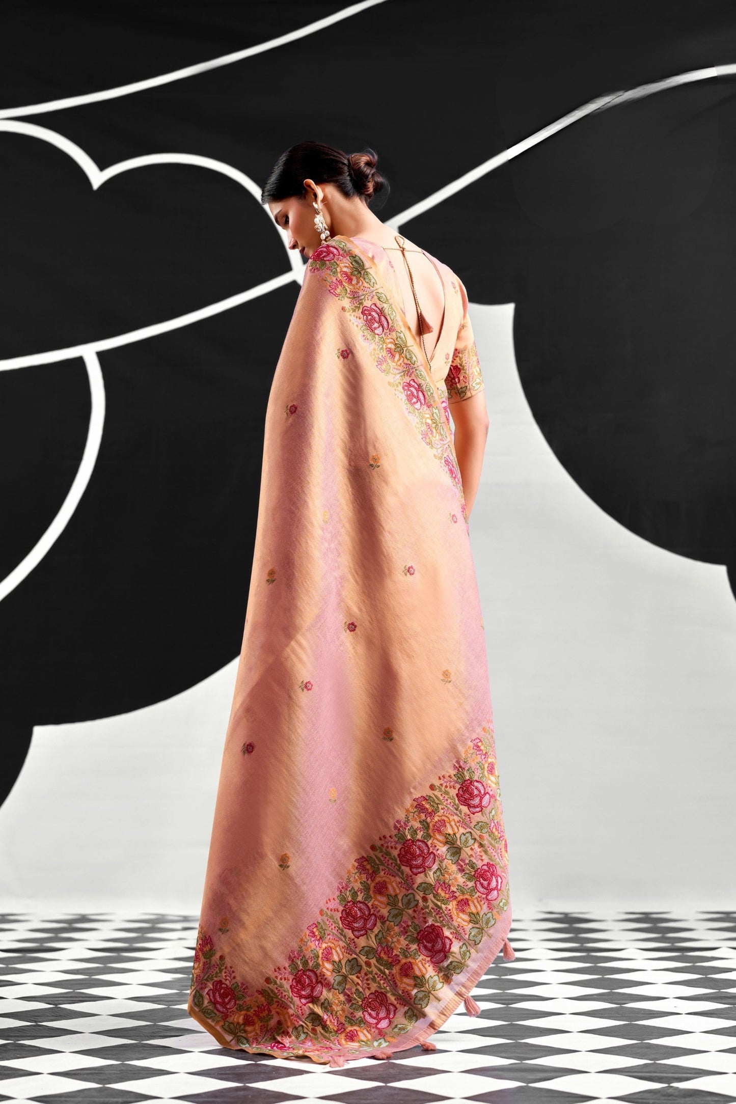 Premium Peach Viscose Saree Embroidery Border for Women