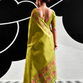 Vibrant Lime Green Viscose Saree Embroidery Border for Women