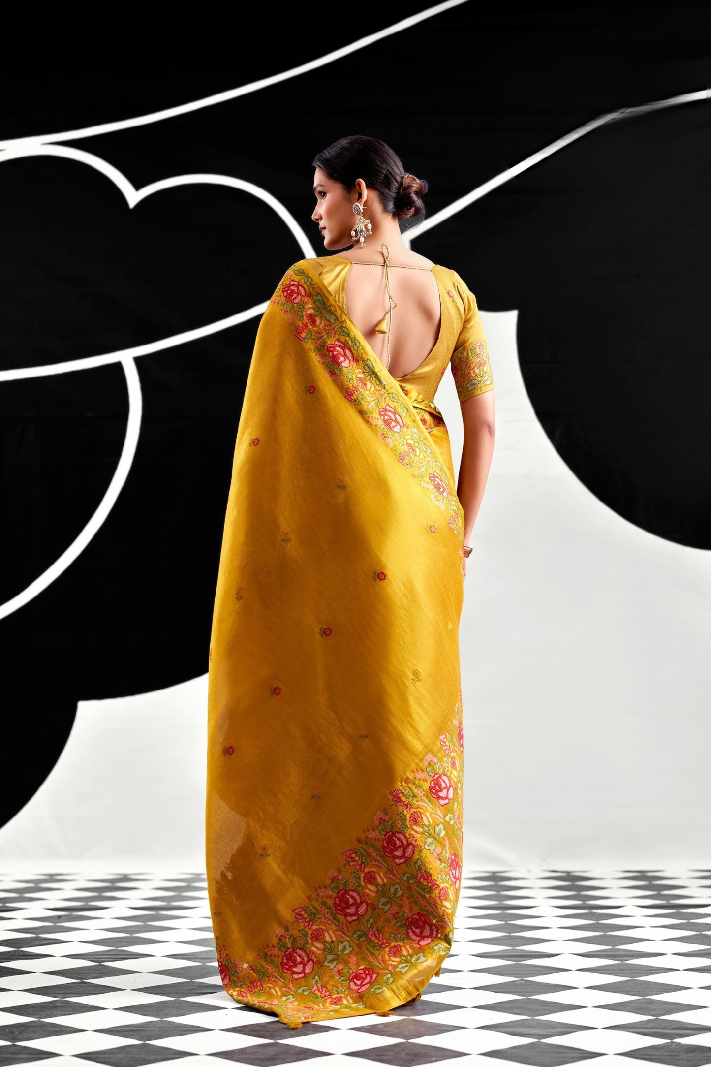 Royal Golden Yellow Viscose Saree Embroidery Border for Women