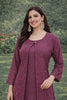 Stylish Purple Embroidered Georgette Kurti Pant Set with Jacket