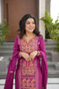 Stylish Magenta Chinon Embroidered Readymade Salwar Suit with Dupatta for Women