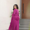 Stylish Magenta Chinon Embroidered Readymade Salwar Suit with Dupatta for Women