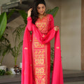 Elegant Rani Pink Chinon Embroidered Readymade Salwar Suit with Dupatta for Women