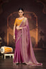 Purple Organza Silk Saree with Gold Border Designer Blouse