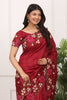 Red Silk Saree with Floral Embroidery Border Designer Blouse