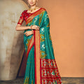Royal Teal Blue Soft Silk Saree with Rich Zari Woven Border for Women 