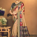 Elegant Cream Soft Silk Saree with Rich Zari Woven Border for Women
