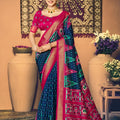 Premium Navy Blue Soft Silk Saree with Rich Zari Woven Border for Women