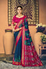 Premium Navy Blue Soft Silk Saree with Rich Zari Woven Border for Women