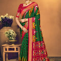 Graceful Bottle Green Soft Silk Saree Rich Zari Woven Border for Women