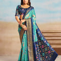 Elegant Aqua Blue Soft Silk Saree with Rich Zari Woven Border for Women