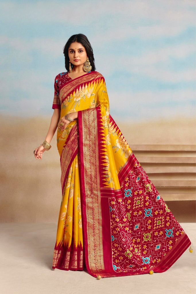 Amazing Mustard Yellow Soft Silk Saree with Rich Zari Woven Border for Women
