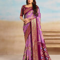 Lovevly Lavender Soft Silk Saree with Rich Zari Woven Border for Women