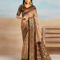 Premium Brown Soft Silk Saree with Rich Zari Woven Border for Women
