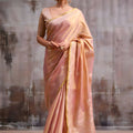 Premium Peach Tissue Silk Zari Work Saree for Wedding