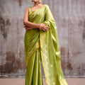 Royal Olive Green Tissue Silk Zari Work Saree for Wedding