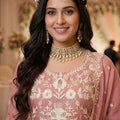 Elegant Pink Organza Embroidered Palazzo Suit with Designer Dupatta for Wedding Wear