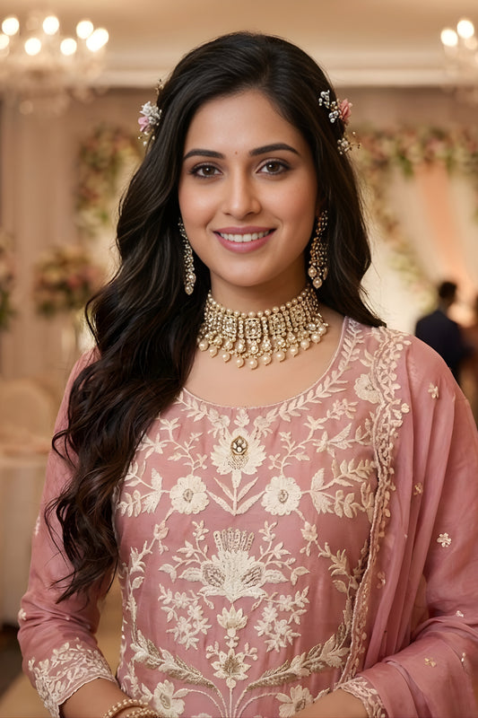 Elegant Pink Organza Embroidered Palazzo Suit with Designer Dupatta for Wedding Wear