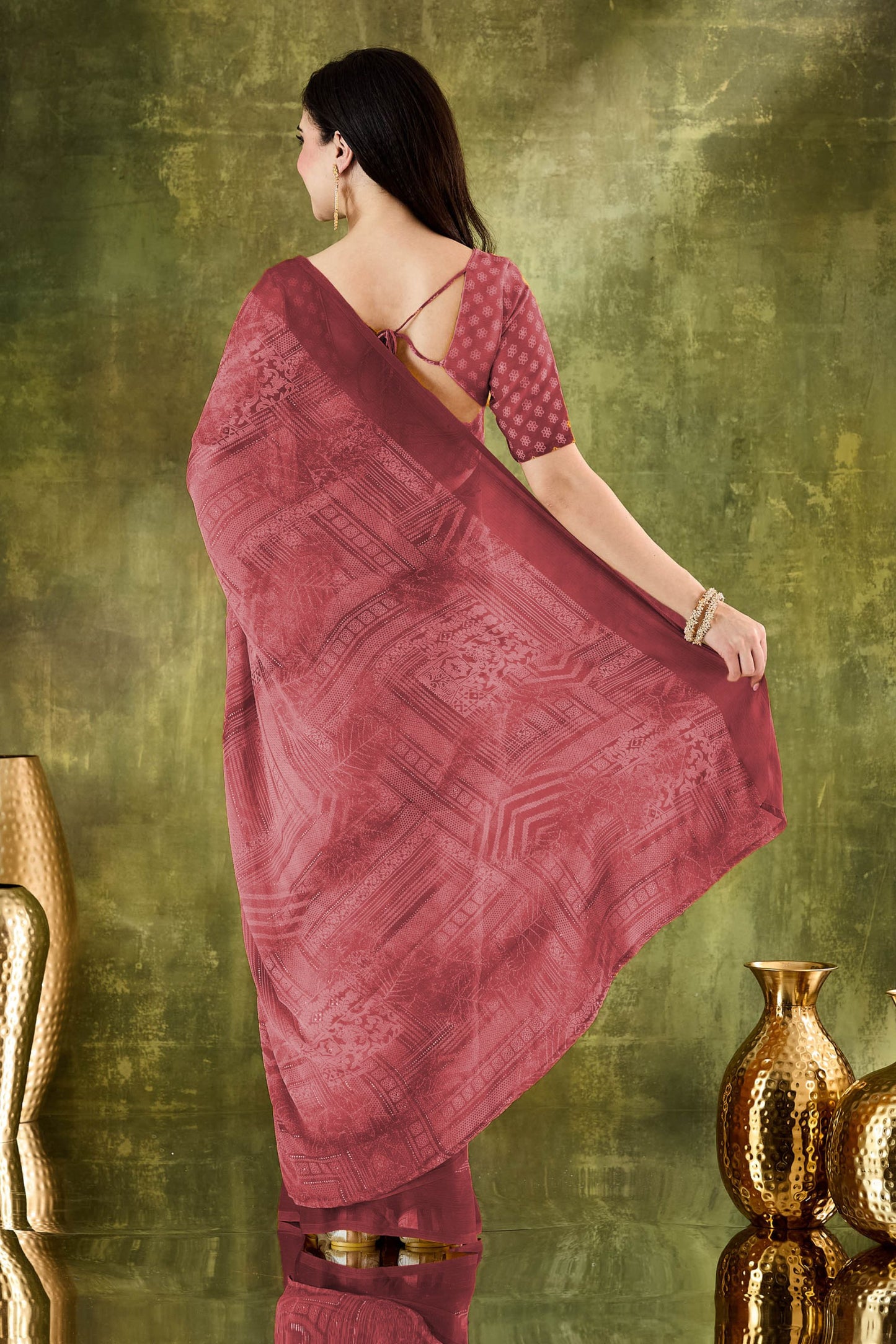 Elegant Wine Woven Designer Saree with Matching Blouse