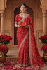 Traditional Red Bridal Saree with Designer Blouse Piece