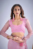 Designer Pink Organza Saree with Floral Embroidery Saree