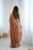 Rust Brown Organza Silk Saree with Heavy Designer Blouse