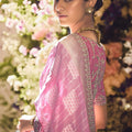 Pink Soft Silk Saree with Silver Zari Weaving Designer Blouse