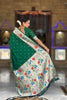 Bottle Green Paithani Silk Saree Multicolor Peacock Floral Woven Border
