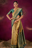 Traditional Gold Teal Green Kanjivaram Silk Saree with Rich Zari Border 