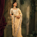 Golden Beige Silk Saree with Embroidered Border Designer Blouse