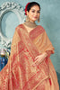 Golden Banarasi Silk Saree with Heavy Red Zari Work and Blouse