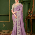 Lavender Saree Gold Traditional Silk Saree  Festive Wear
