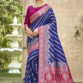 Royal Blue Banarasi Silk Saree Red Zari Border Traditional Saree