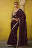 Wine Purple Georgette Saree Embroidered Border Designer Blouse