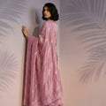 Dusty Pink Silk Saree with Embroidered Border Designer Blouse