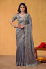 Grey Organza Silk Saree with Embroidered Border and Designer Blouse