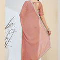 Peach Designer Saree Multicolor Embroidered Border Ready To Wear